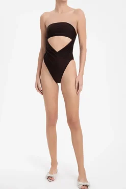 Arisaema Solid High-Leg Strapless Swimsuit