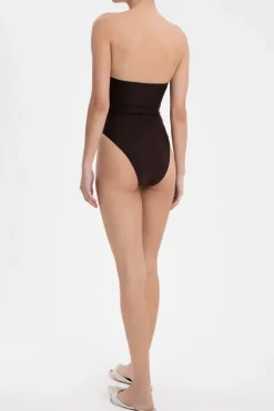 Arisaema Solid High-Leg Strapless Swimsuit