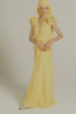 Banana Long Dress with Bananas Detail