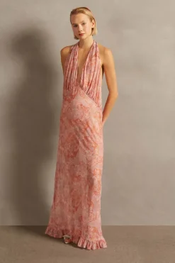 Bulles De Mer Halterneck Long Dress