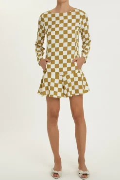 Carre Vintage Long-Sleeved Ruff Jumpsuit