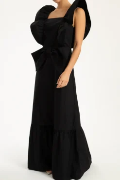 Cherry Bomb Solid Ruffled Long Dress