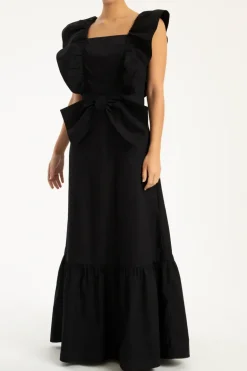 Cherry Bomb Solid Ruffled Long Dress