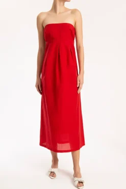 Cherry Bomb Solid Strapless Long Dress