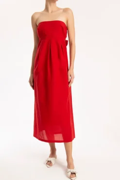 Cherry Bomb Solid Strapless Long Dress