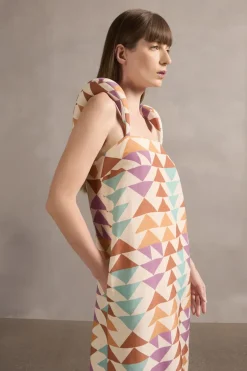 Colibri Shoulder-Pad Long Dress