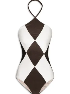 Colibri Solid Bicolor Halterneck Swimsuit