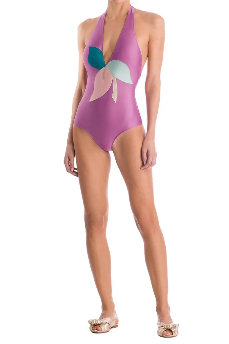 Colorful Flowers Halterneck Swimsuit