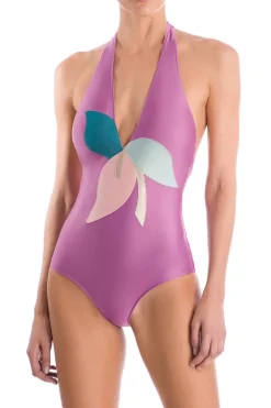 Colorful Flowers Halterneck Swimsuit