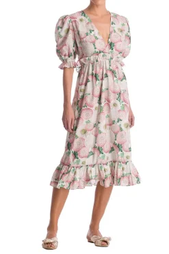Dahlia Midi Dress With Puff Sleeves