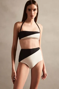 Deco Bicolor High-Waisted Bandeau Bikini