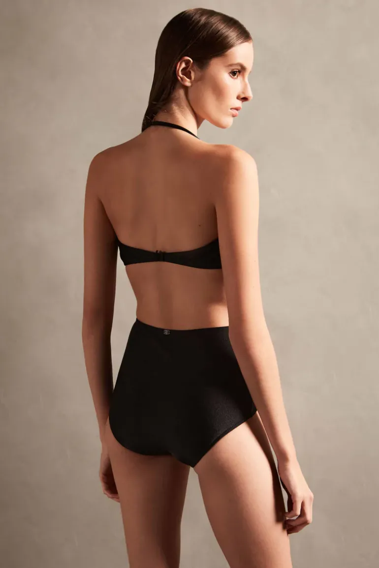 Deco Bicolor High-Waisted Bandeau Bikini