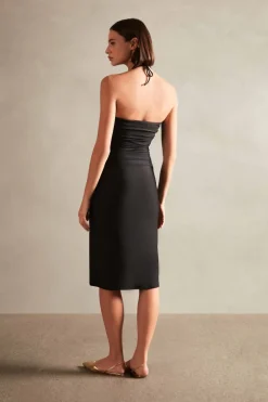 Deco Solid Frilled Midi Dress