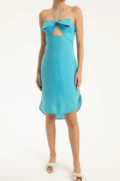 Fantasy Solid Asymmetric Short Dress with Bow