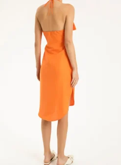 Fantasy Solid Asymmetric Short Dress with Bow