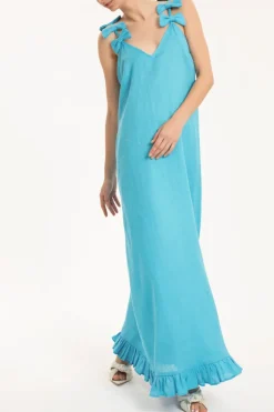 Fantasy Solid Long Dress with Bows