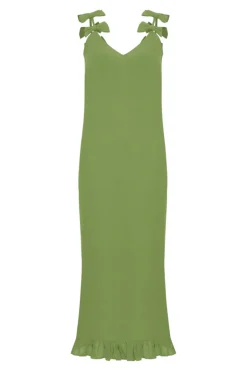 Fantasy Solid Long Dress with Bows