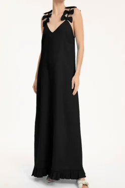 Fantasy Solid Long Dress with Bows