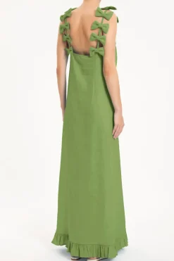 Fantasy Solid Long Dress with Bows