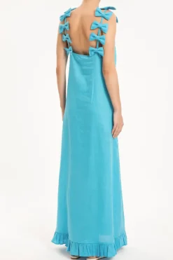 Fantasy Solid Long Dress with Bows