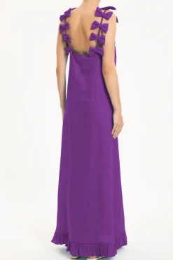 Fantasy Solid Long Dress with Bows