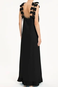 Fantasy Solid Long Dress with Bows