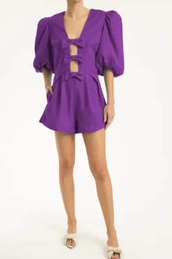 Fantasy Solid Playsuit with Bows