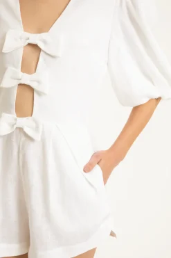 Fantasy Solid Playsuit with Bows