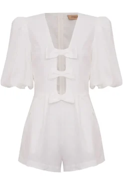 Fantasy Solid Playsuit with Bows