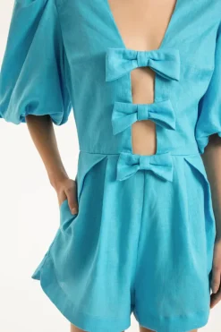 Fantasy Solid Playsuit with Bows