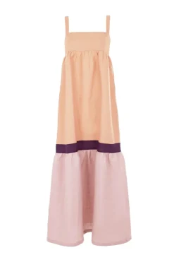 Fig Tricolor Long Dress with Straps