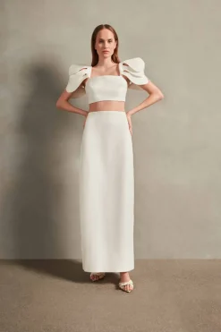 Floral Solid High-Waisted Long Skirt