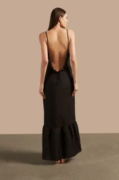 Golden Age Solid Straps Long Dress