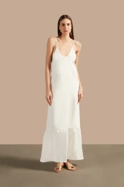 Golden Age Solid Straps Long Dress