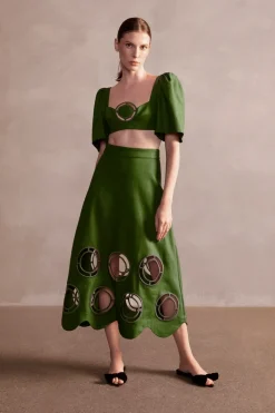 Grand Pois Midi Skirt