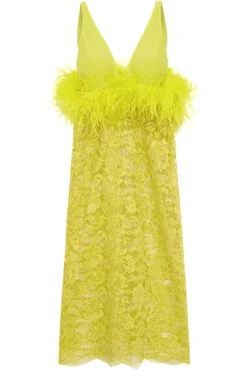 Guipure Lace Feathered Midi Dress