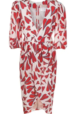 Hearts Puff-Sleeved Midi Dress