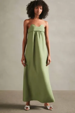 Jellyfish Solid Strapless Long Linen Dress
