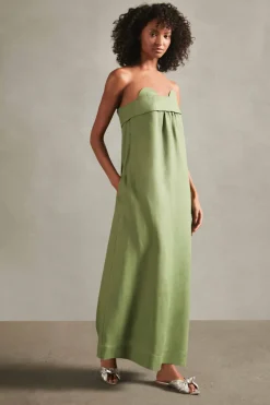 Jellyfish Solid Strapless Long Linen Dress