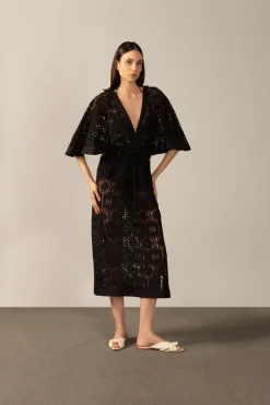 Le Sirenuse Lace V-Neck Lace Long Dress