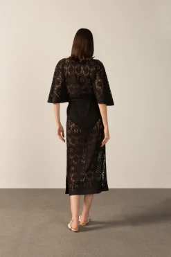 Le Sirenuse Lace V-Neck Lace Long Dress
