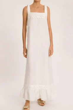 Linen Long Dress With Application