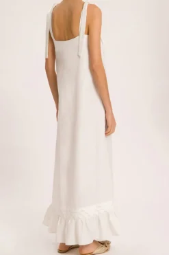 Linen Long Dress With Application