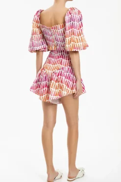 Lipstick Puff-Sleeved Blouse With Bow