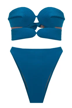 Matelasse Strapless High-leg Bikini
