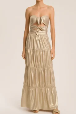 Metallic Frilled Long Skirt