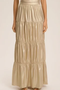 Metallic Frilled Long Skirt