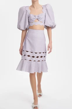 Moves Puff-Sleeved Cropped Blouse