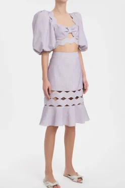 Moves Puff-Sleeved Cropped Blouse