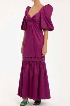 Moves Puff-Sleeved Long Dress
